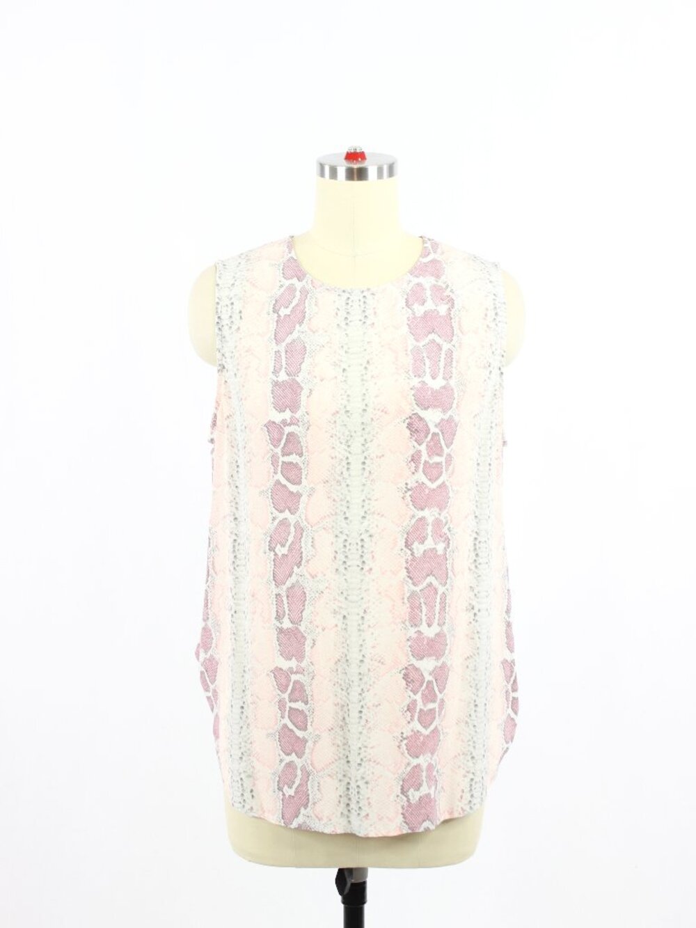 EQUIPMENT Lyle Pink Grey Python Snake Print Silk Crepe Shell Blouse Top, Size M